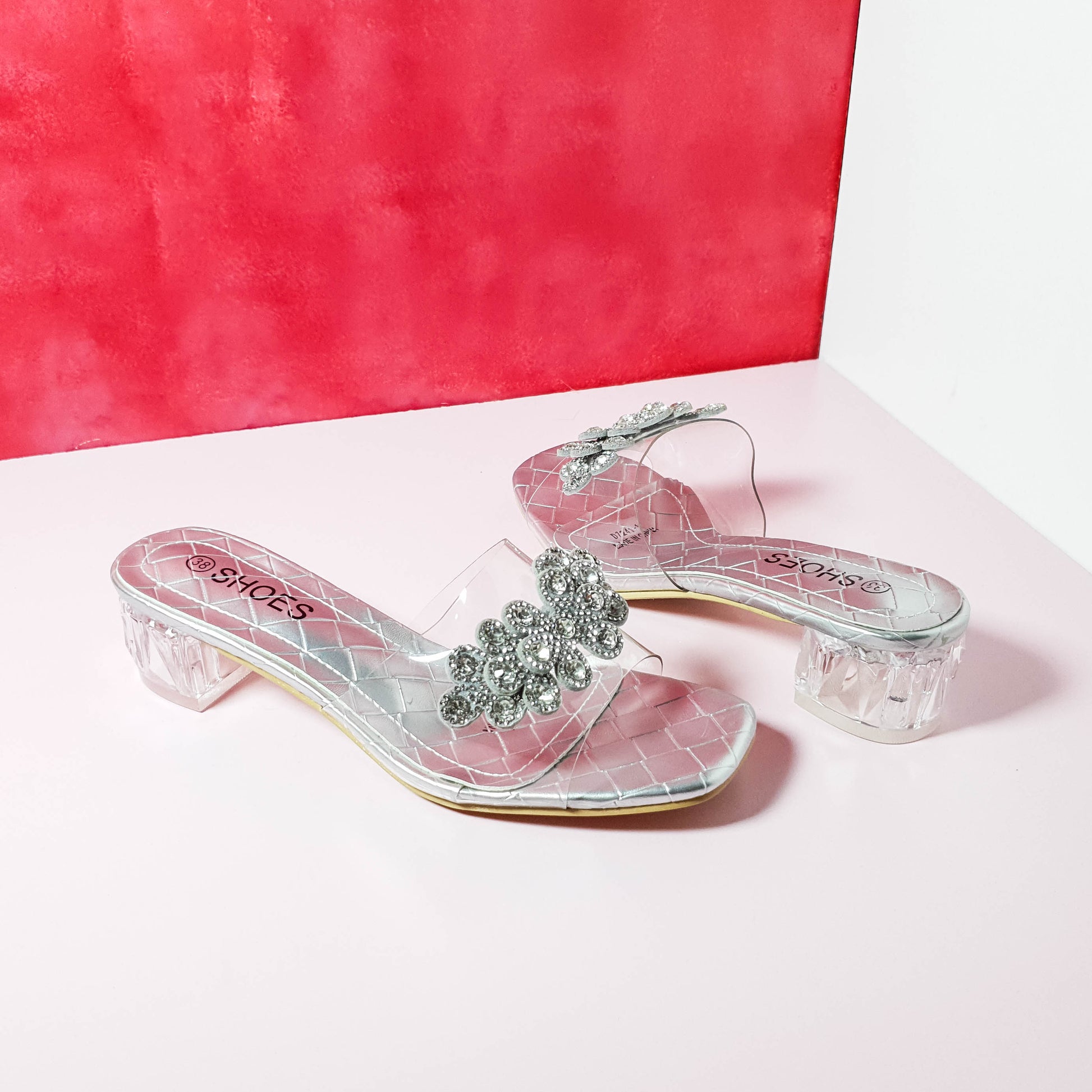 Transparent Women Heels Silver - toastitoes 