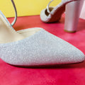 Shimmery Women Heel Pumps Silver - toastitoes 