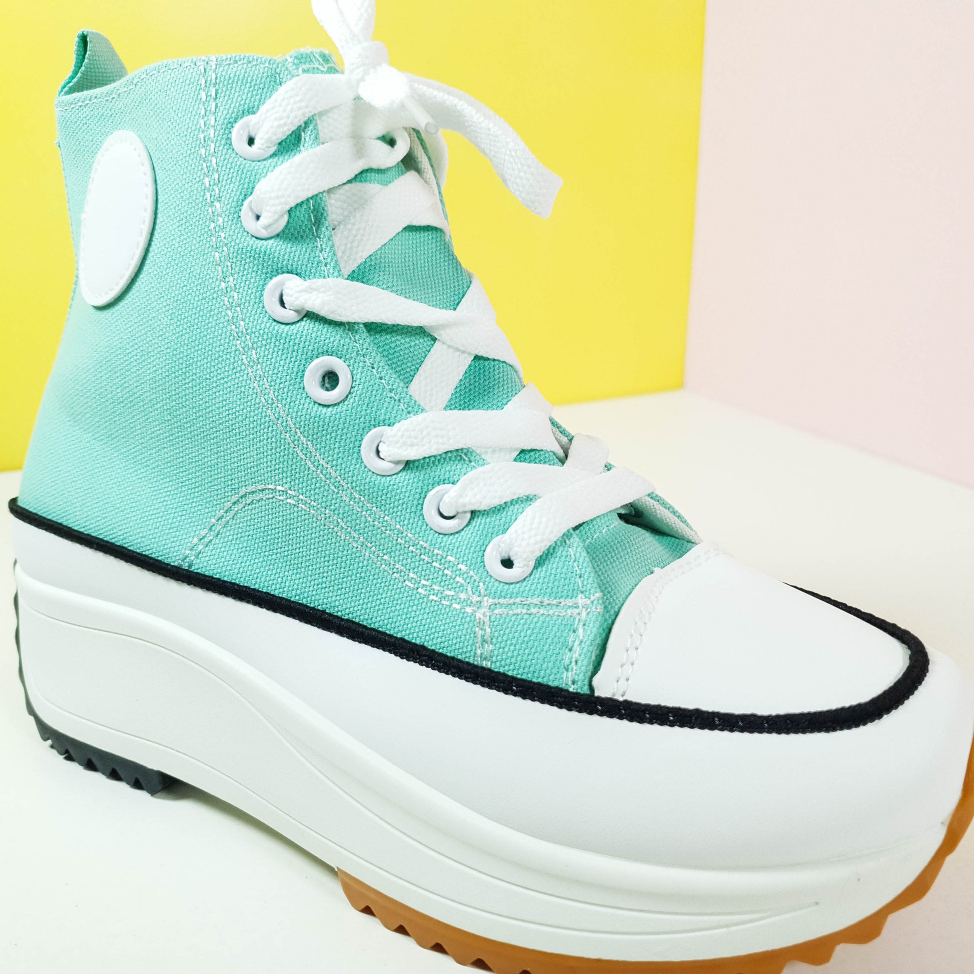 Chunky Sole Denim Women Sneakers Green - toastitoes 