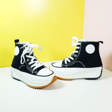 Chunky Sole Denim Women Sneakers Black - toastitoes 