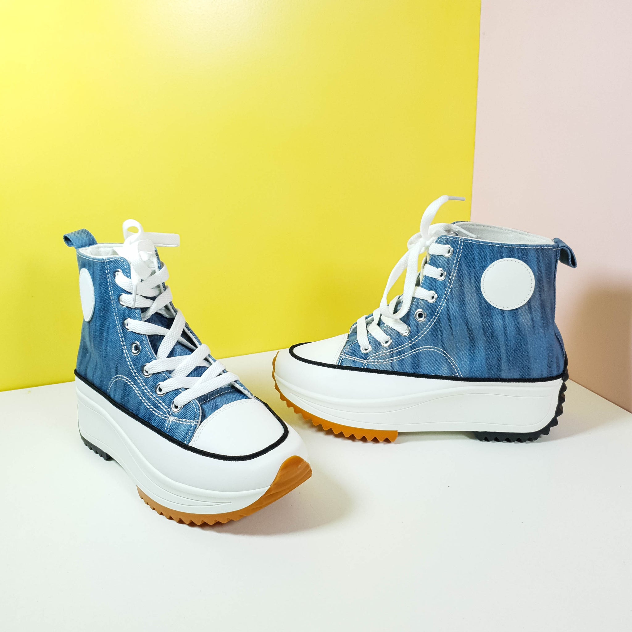 Chunky Sole Women Sneakers Denim Blue - toastitoes 