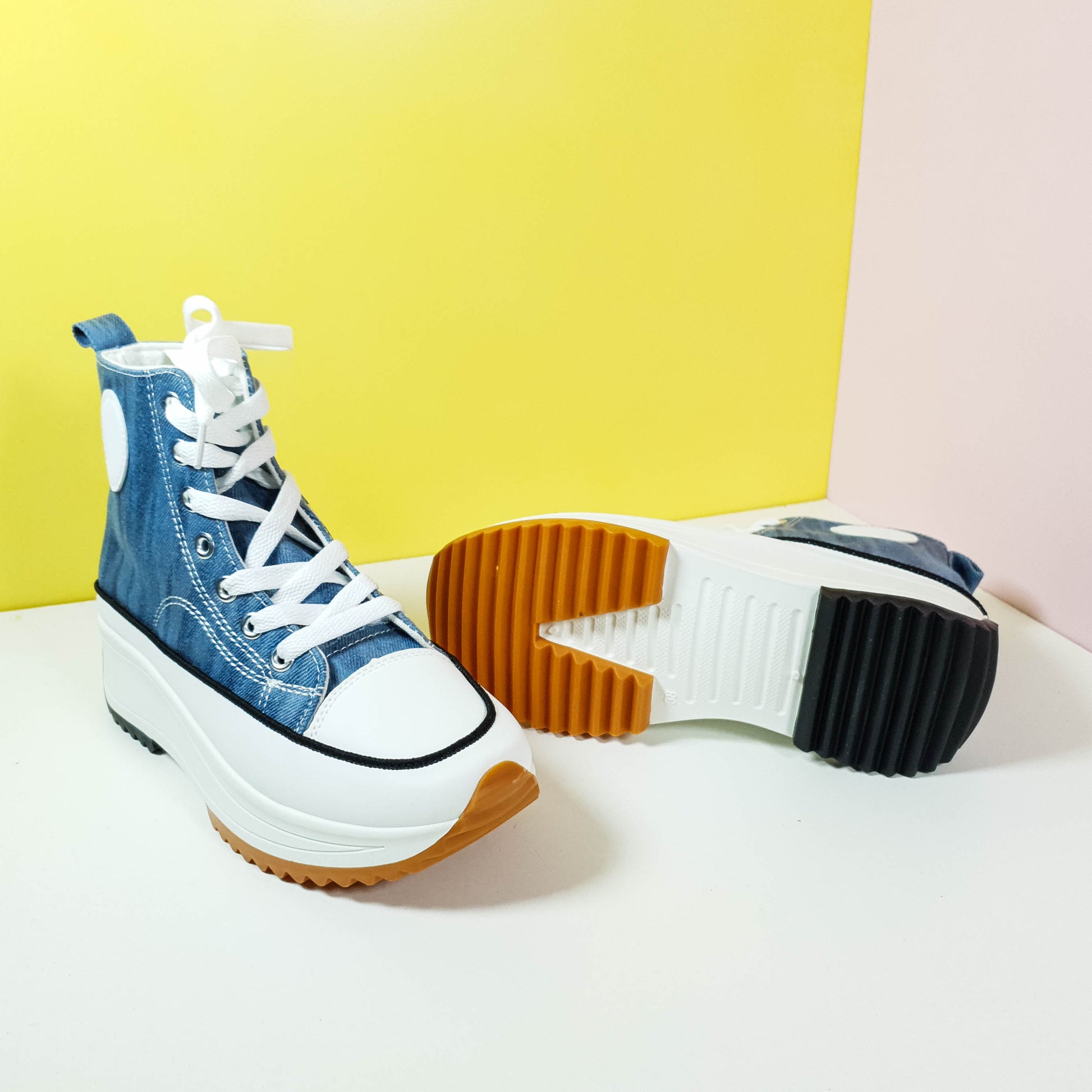 Chunky Sole Women Sneakers Denim Blue - toastitoes 