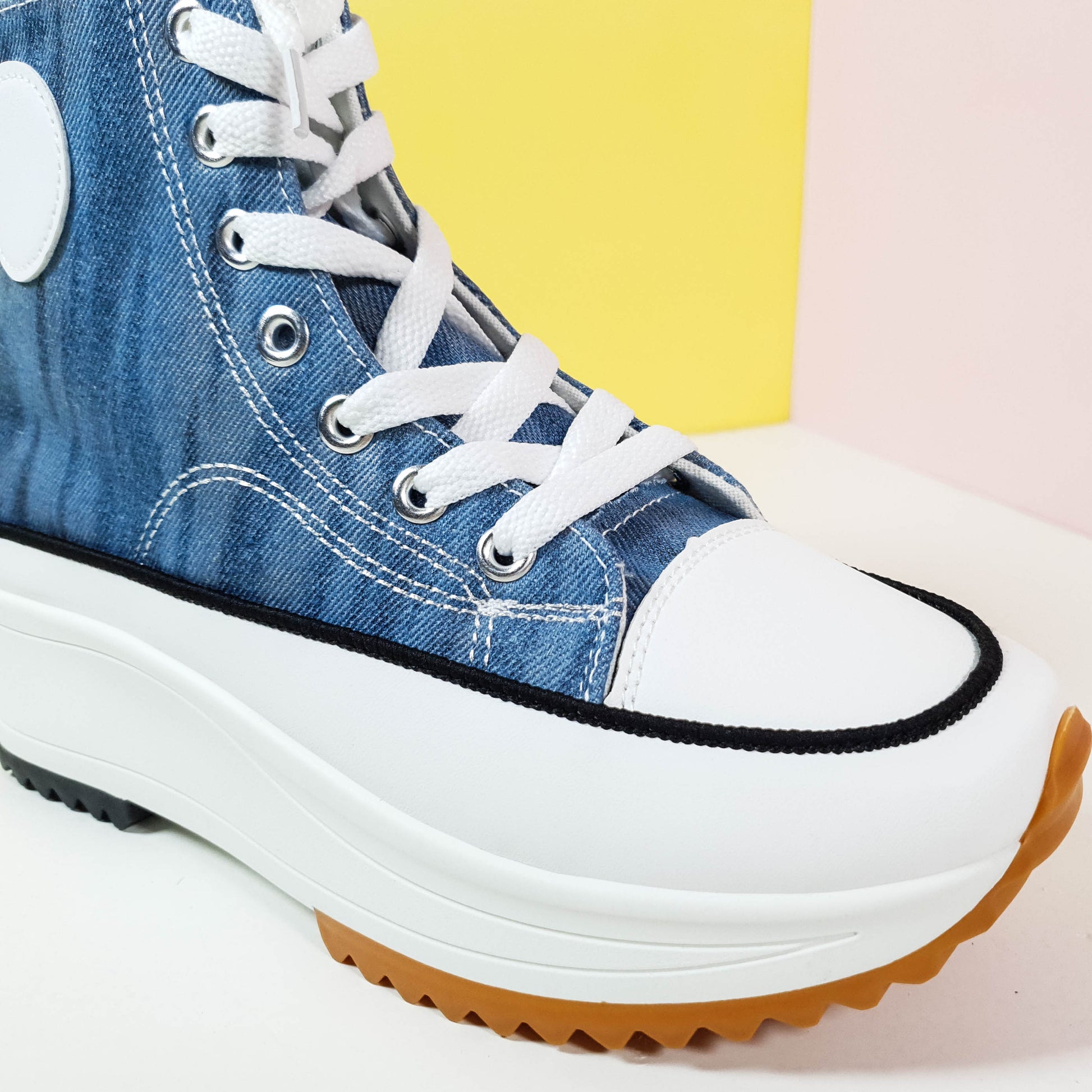 Chunky Sole Women Sneakers Denim Blue - toastitoes 