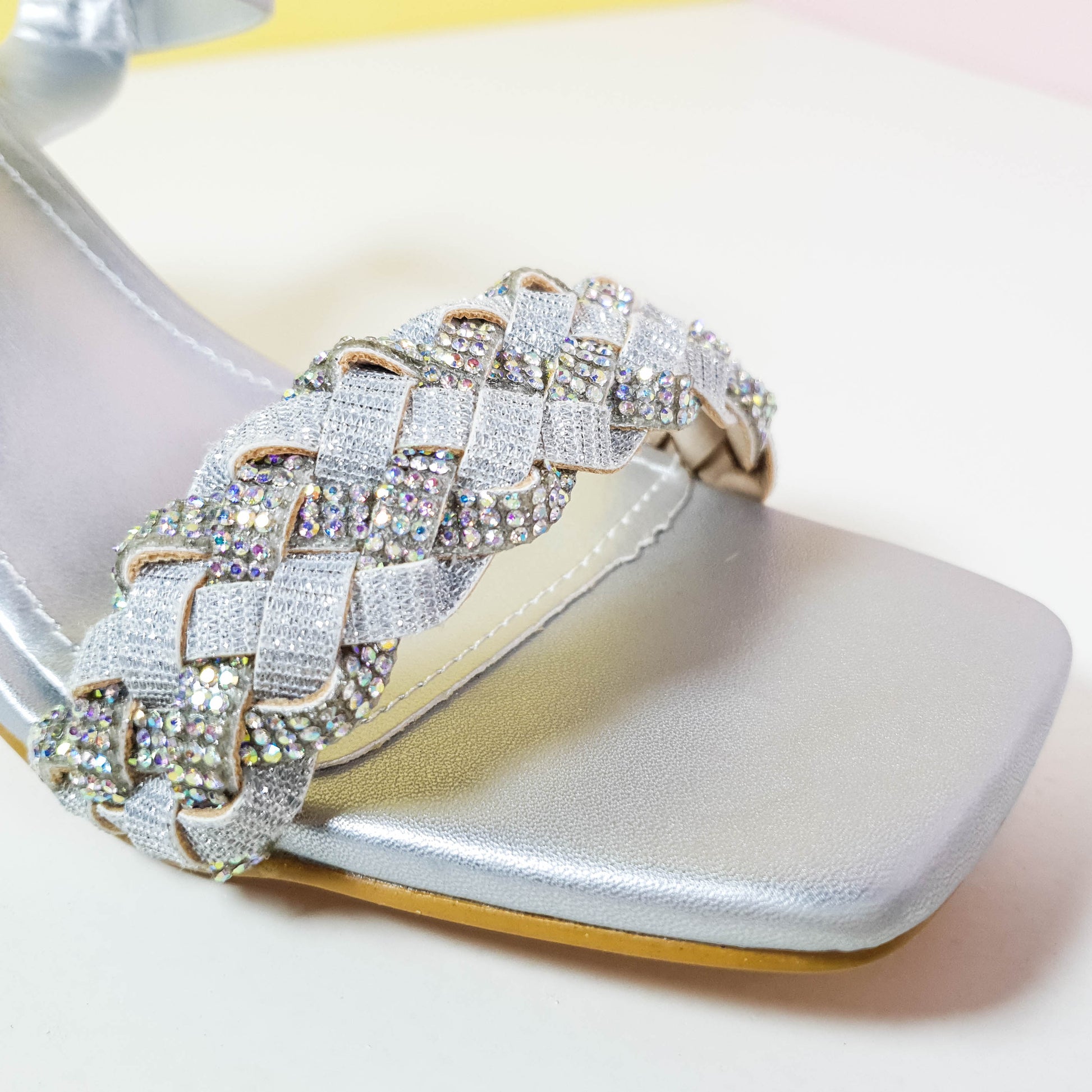 Lace Crystal Heels Silver - toastitoes 