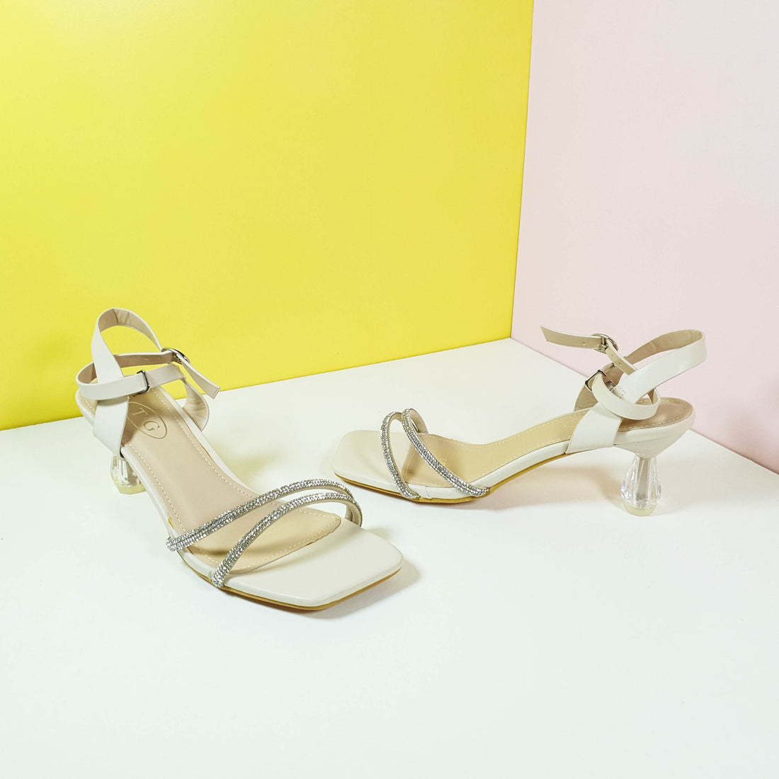 Minimalist Crystal Heels Beige - toastitoes 