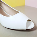 Peep Hole Court Shoes Heels White - toastitoes 