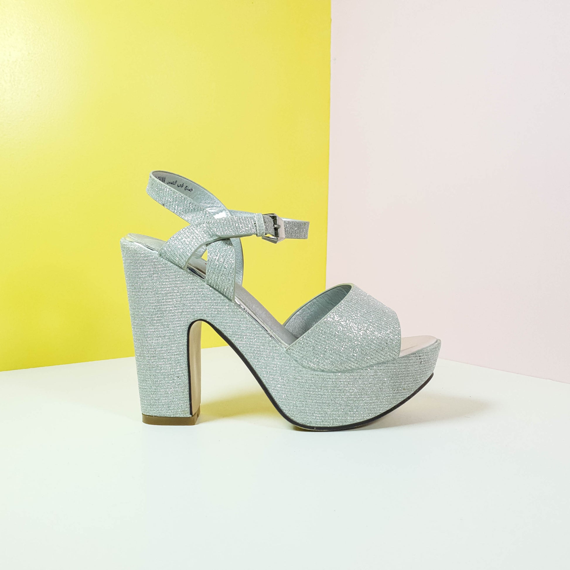 5" Shimmery Block High Heels Silver - toastitoes 