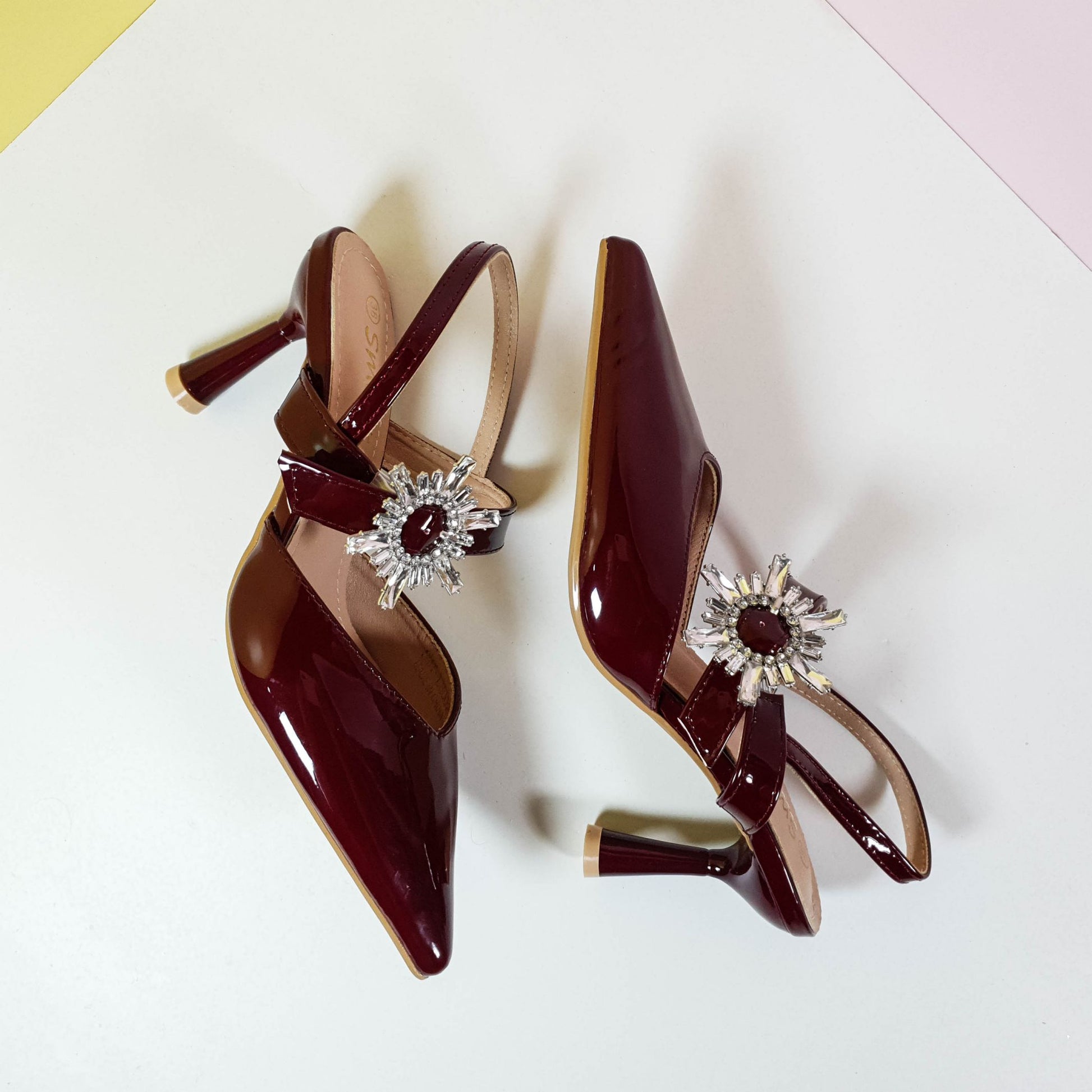 Glossy Heel Pumps Maroon - toastitoes 