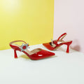 Glossy Heel Pumps Red - toastitoes 