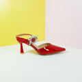 Glossy Heel Pumps Red - toastitoes 