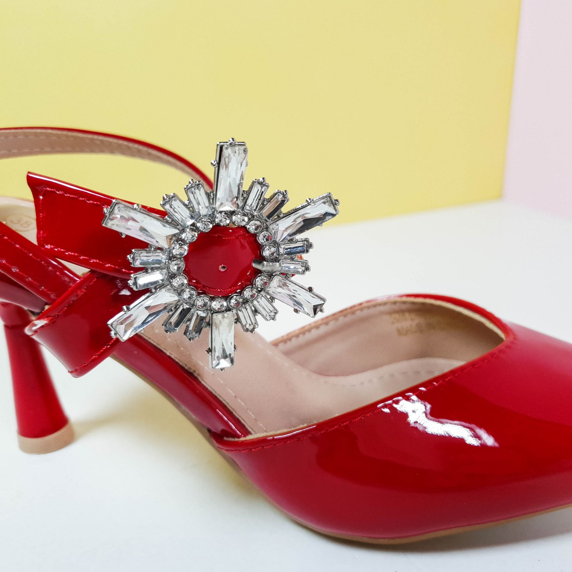 Glossy Heel Pumps Red - toastitoes 