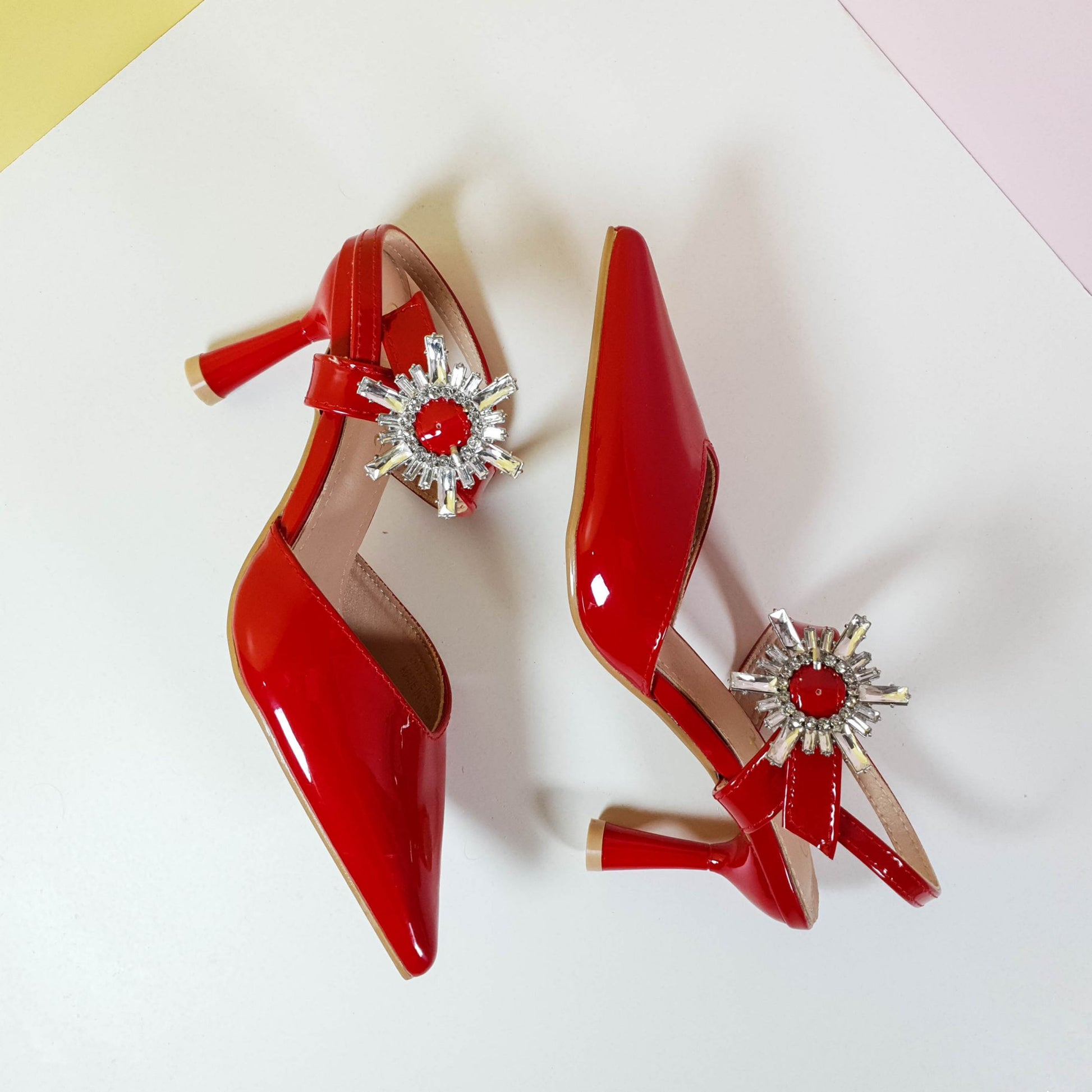 Glossy Heel Pumps Red - toastitoes 