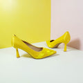 Satiny Heel Pumps Yellow - toastitoes 