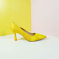 Satiny Heel Pumps Yellow - toastitoes 