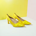 Satiny Heel Pumps Yellow - toastitoes 