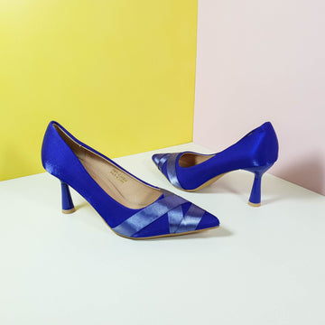 Satiny Heel Pumps Royal Blue - toastitoes 