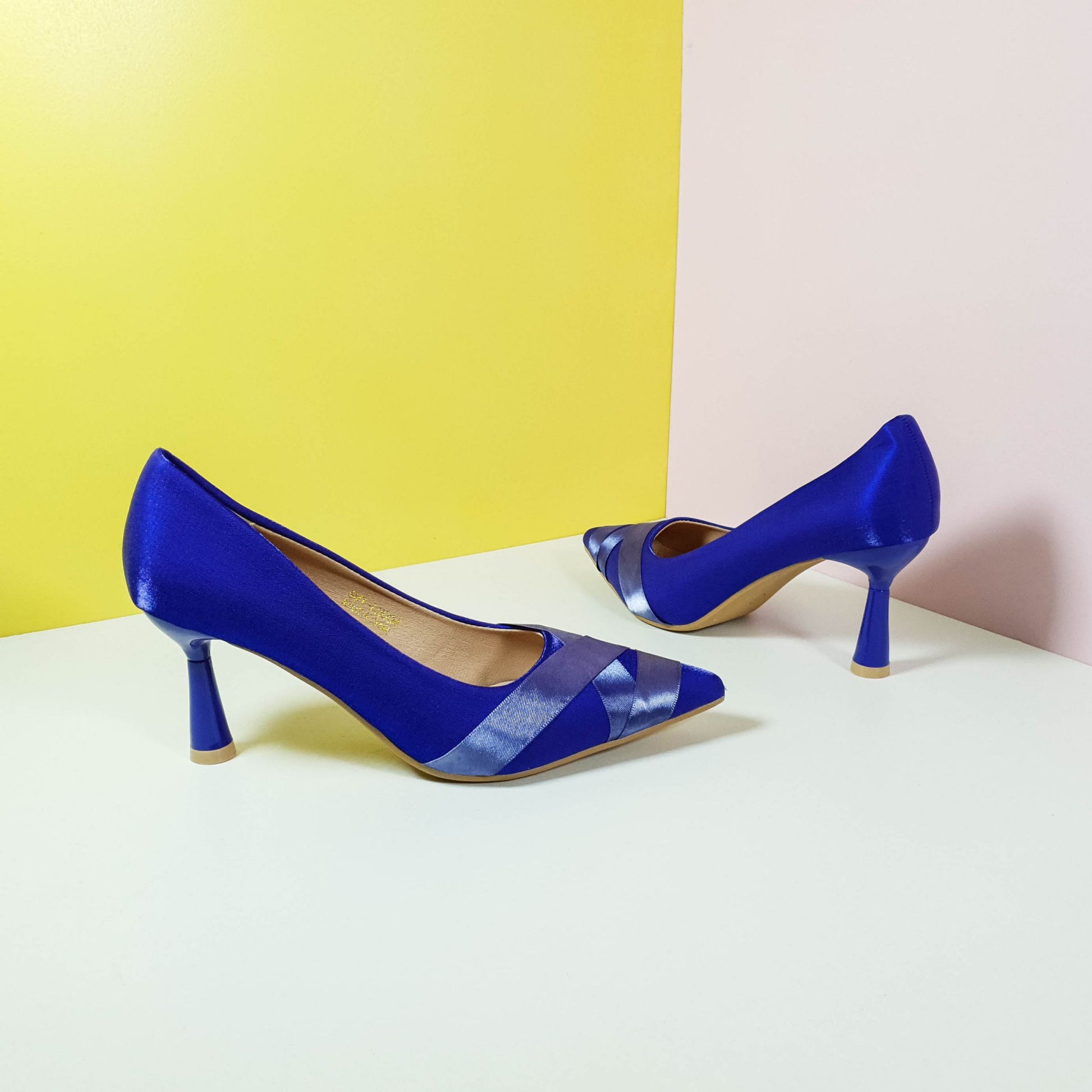 Satiny Heel Pumps Royal Blue - toastitoes 