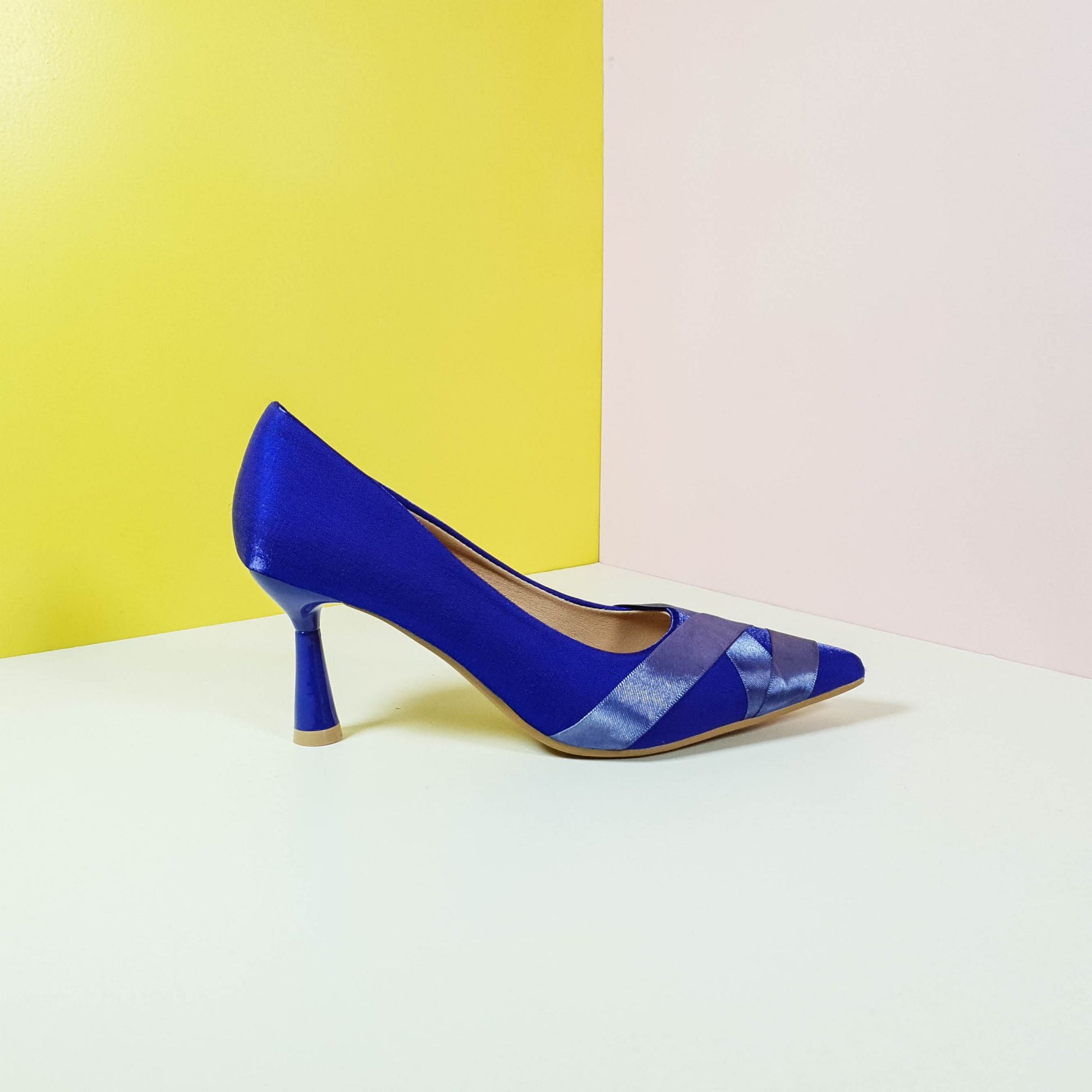 Satiny Heel Pumps Royal Blue - toastitoes 