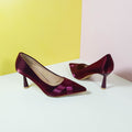 Satiny Heel Pumps Royal Maroon - toastitoes 