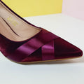 Satiny Heel Pumps Royal Maroon - toastitoes 