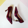 Satiny Heel Pumps Royal Maroon - toastitoes 