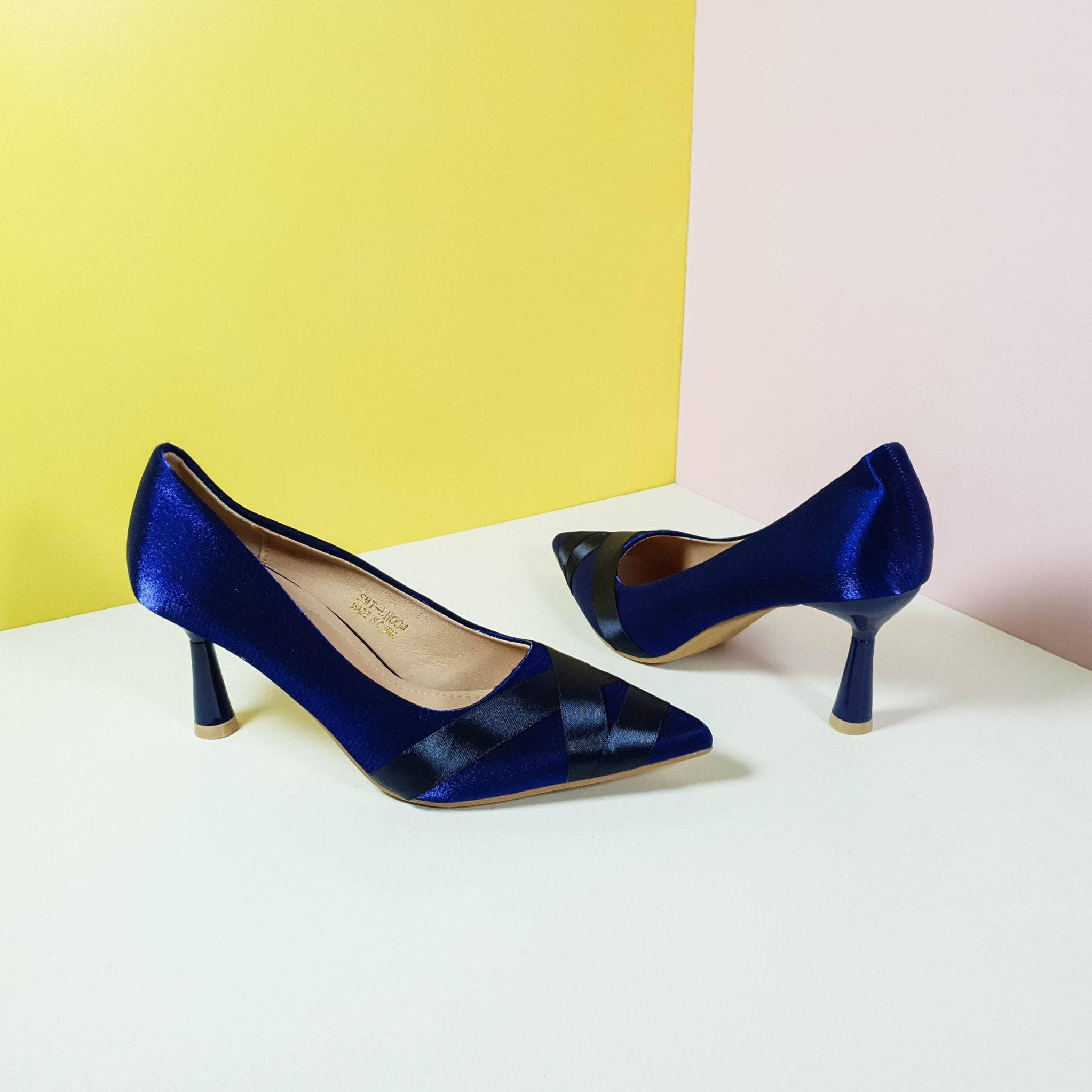 Satiny Heel Pumps Navy - toastitoes 