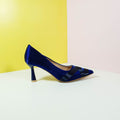 Satiny Heel Pumps Navy - toastitoes 