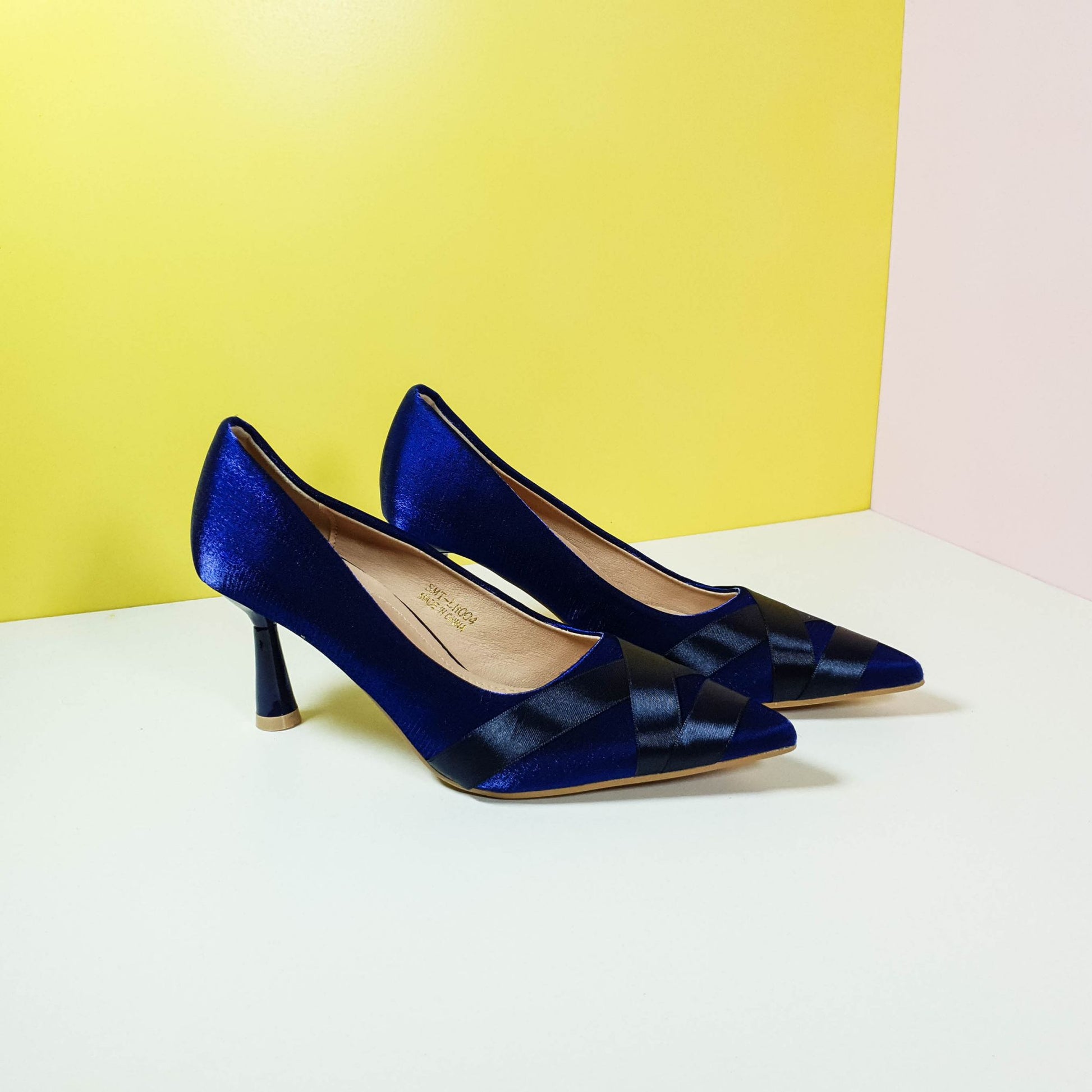 Satiny Heel Pumps Navy - toastitoes 