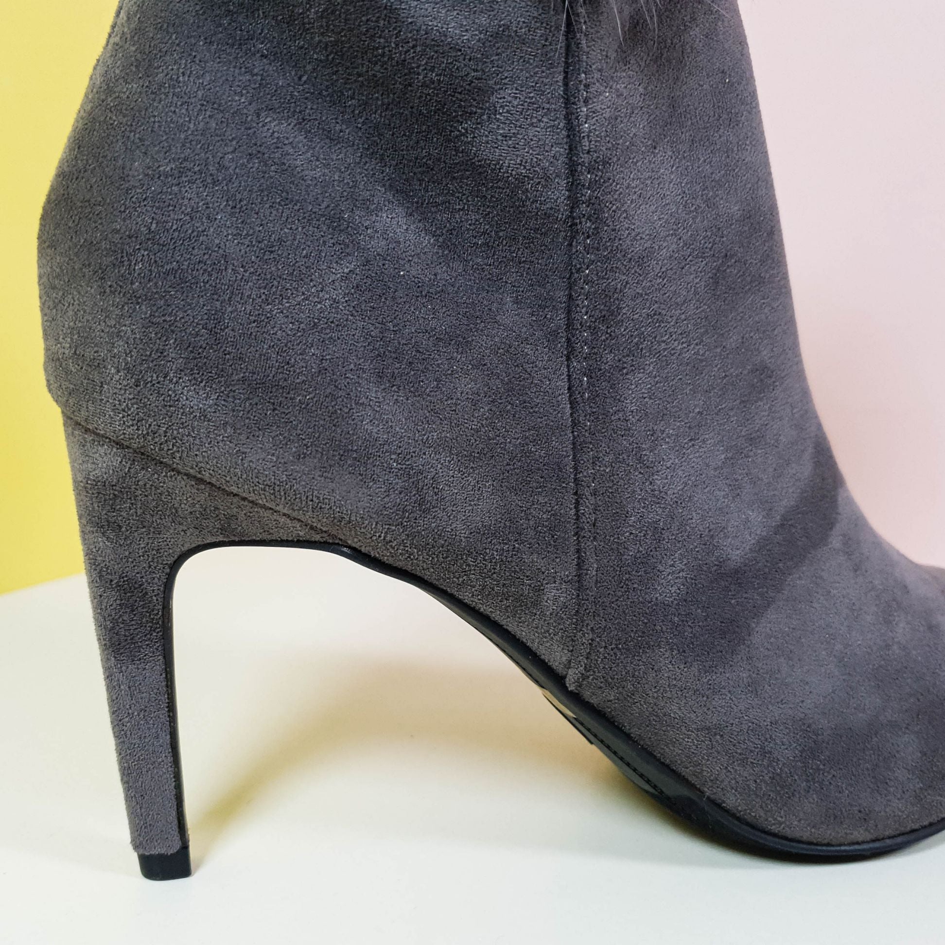 Stiletto High Heels Suede Leather Boots Grey - toastitoes 