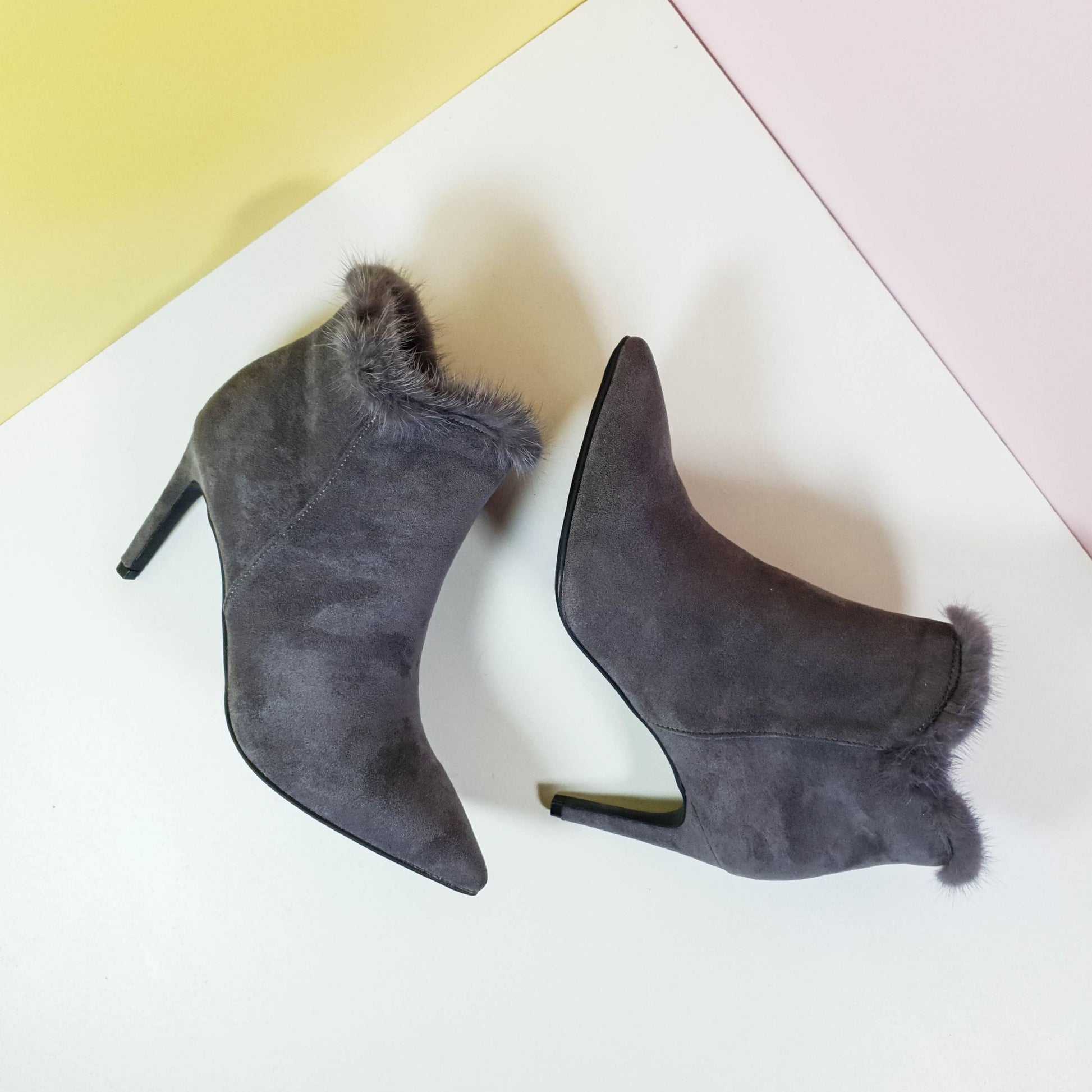 Stiletto High Heels Suede Leather Boots Grey - toastitoes 