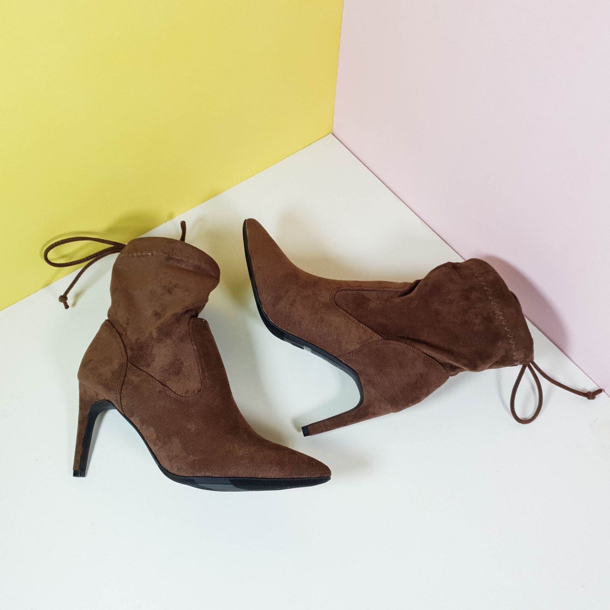 Stiletto High Heels Suede Leather Long Boots Brown - toastitoes 