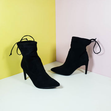 Stiletto High Heels Suede Leather Long Boots Black - toastitoes 