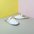 Back Open Women Leather Shoes White - toastitoes 