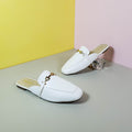 Back Open Women Leather Shoes White - toastitoes 