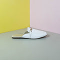 Back Open Women Leather Shoes White - toastitoes 