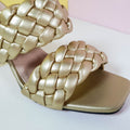 Double Band Slip On High Heels Gold - toastitoes 