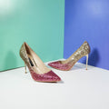 Shimmery Stiletto High Heels Gold/Pink - toastitoes 