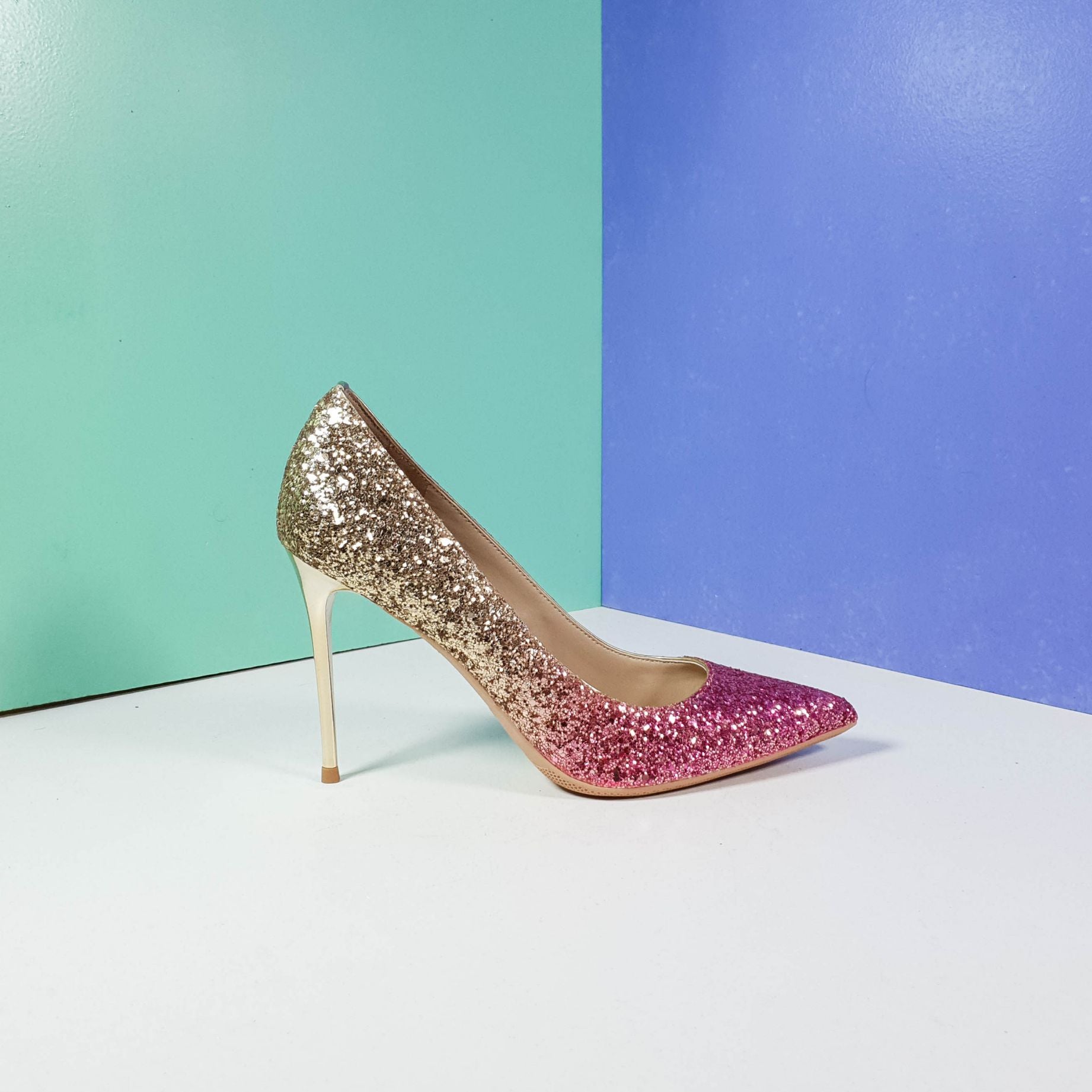 Shimmery Stiletto High Heels Gold/Pink - toastitoes 