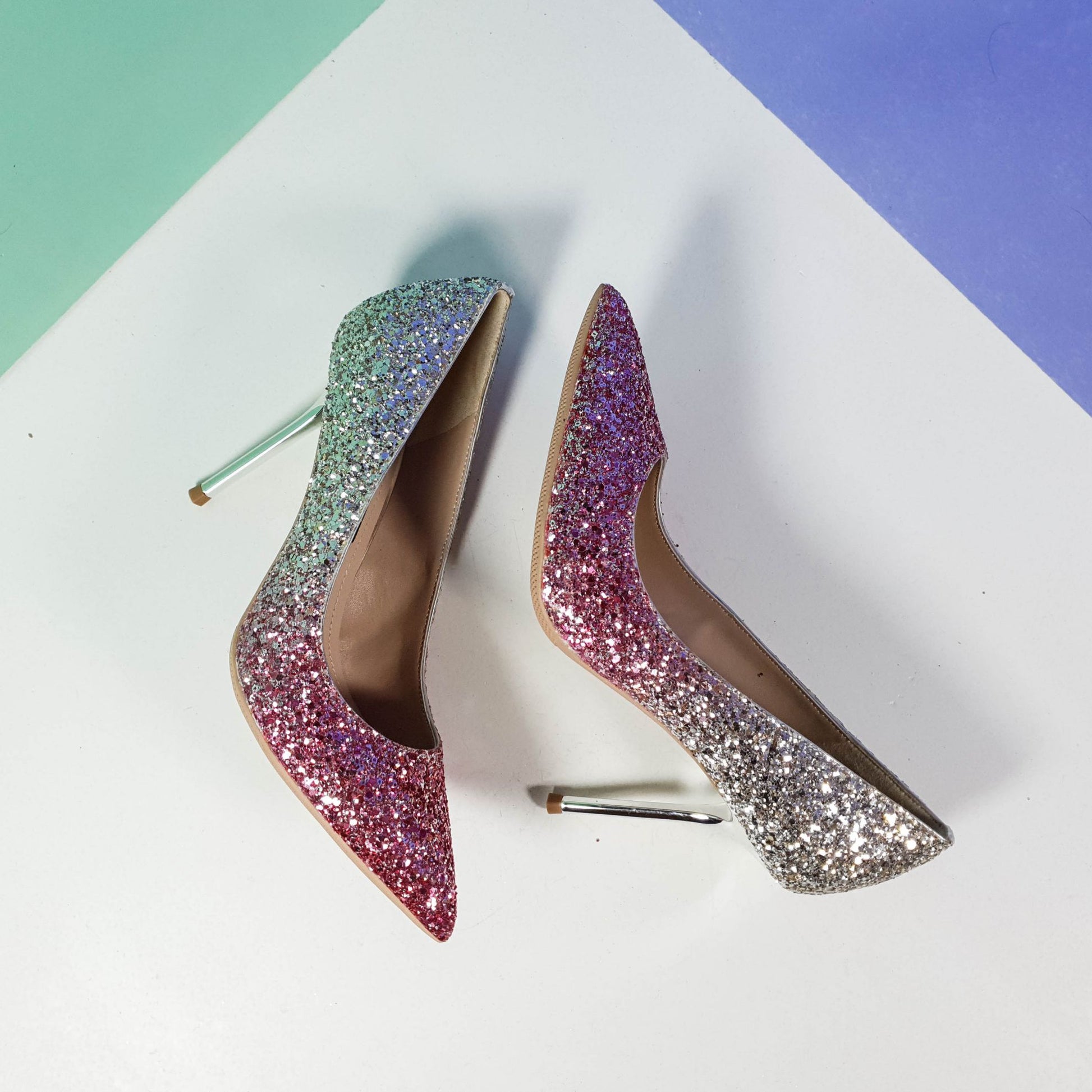 Shimmery Stiletto High Heels Silver/Pink - toastitoes 