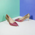 Shimmery Stiletto Heels Gold/Pink - toastitoes 