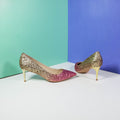 Shimmery Stiletto Heels Gold/Pink - toastitoes 