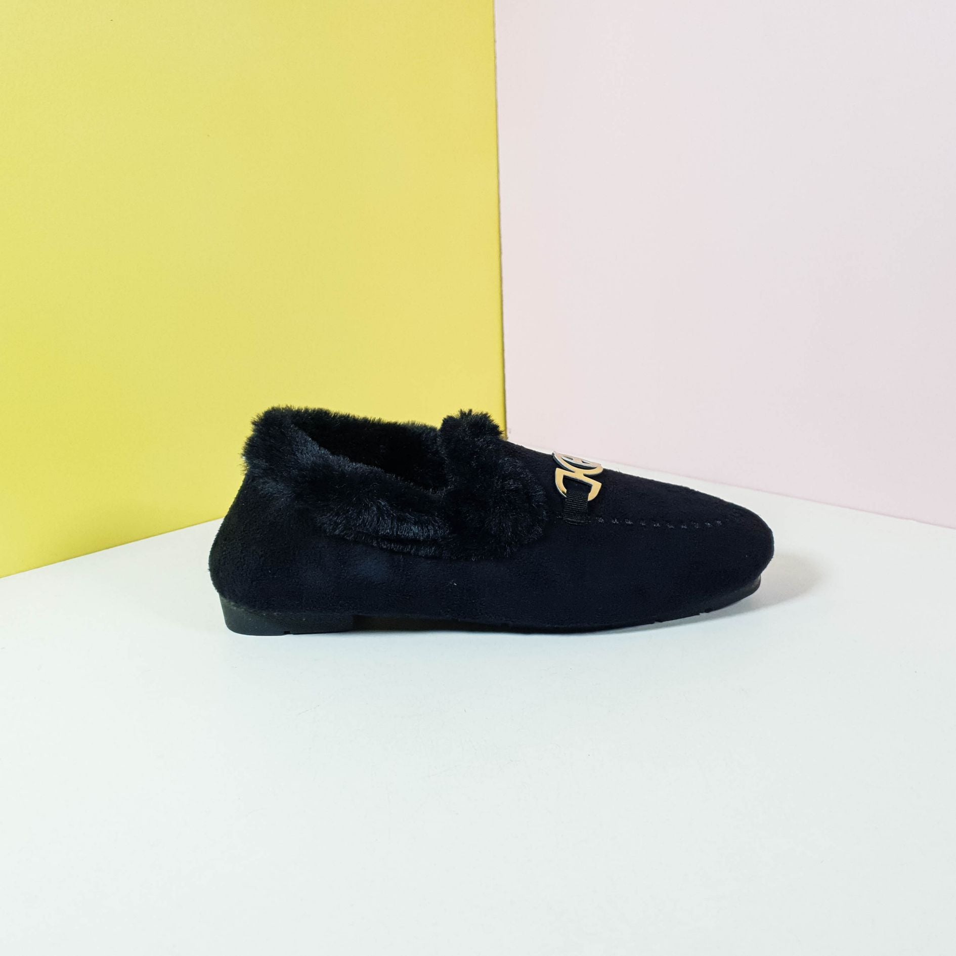 Cozy Fur Women Shoes Black - toastitoes 