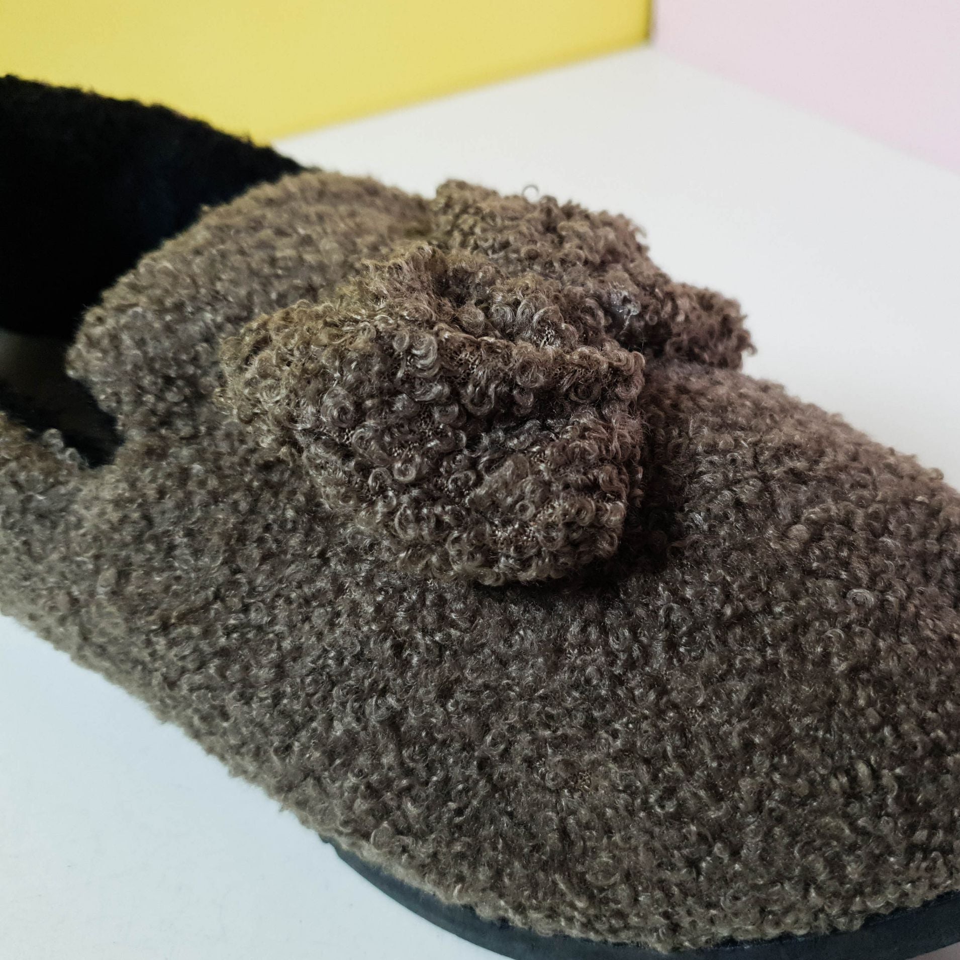 Cozy Fur Tie Women Shoes Brown - toastitoes 