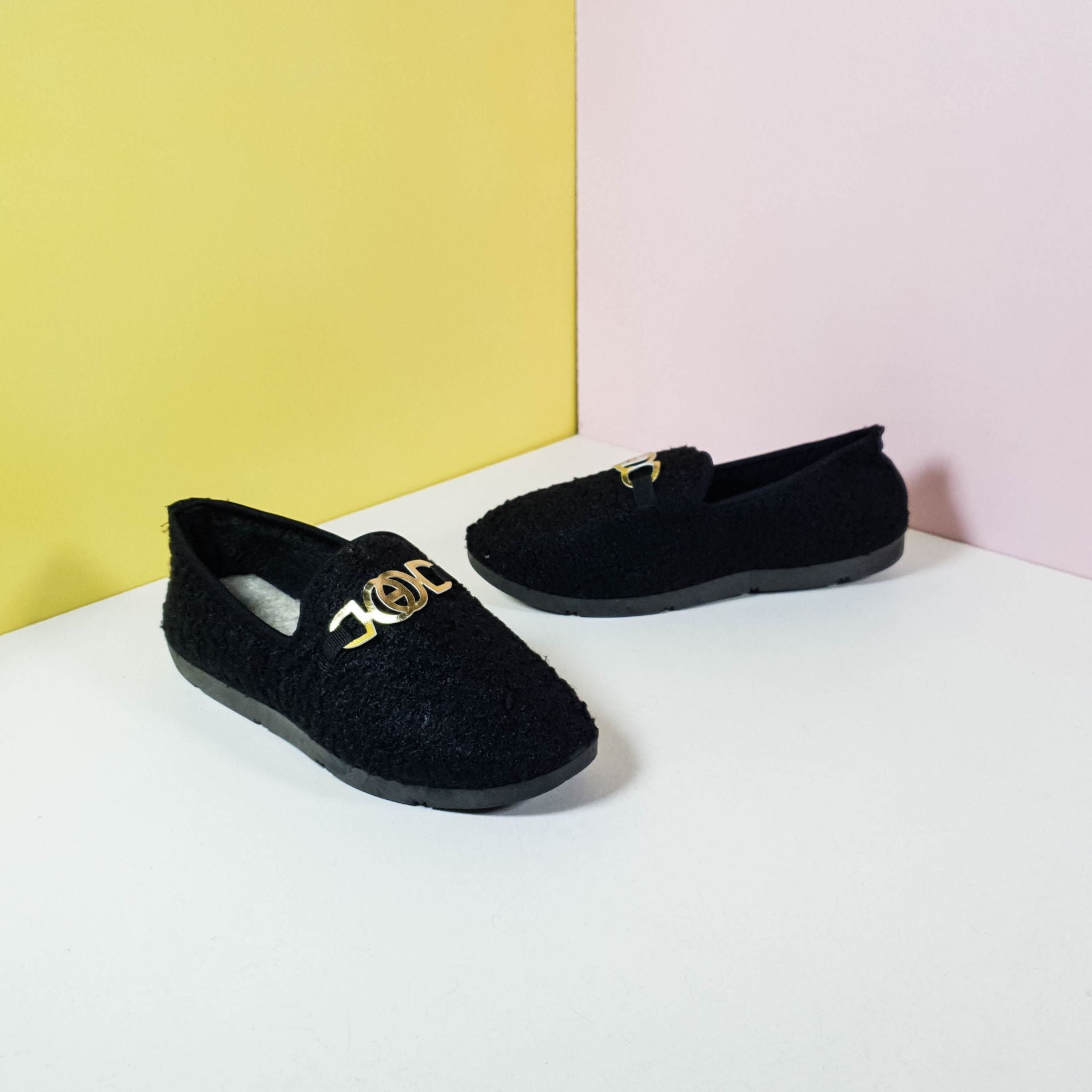 Cozy Fur Women Shoes Black - toastitoes 