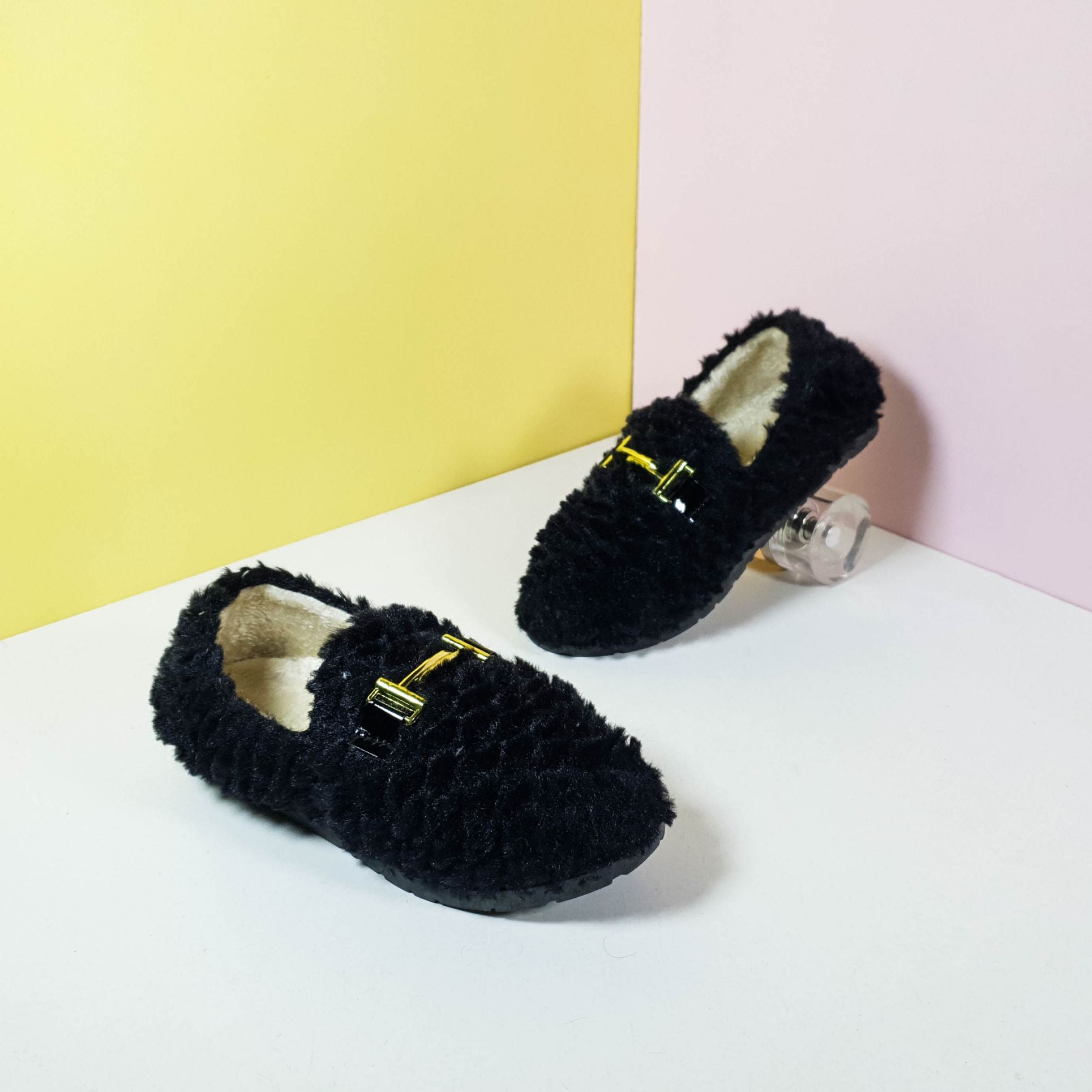 Cozy Fur Women Shoes Black - toastitoes 