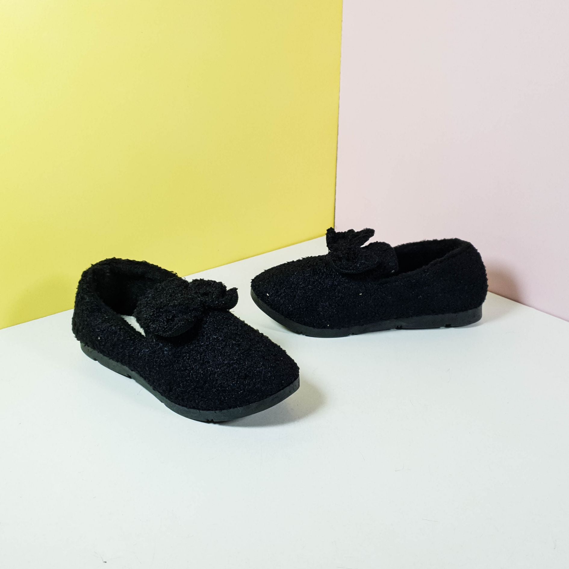 Cozy Fur Tie Women Shoes Black - toastitoes 