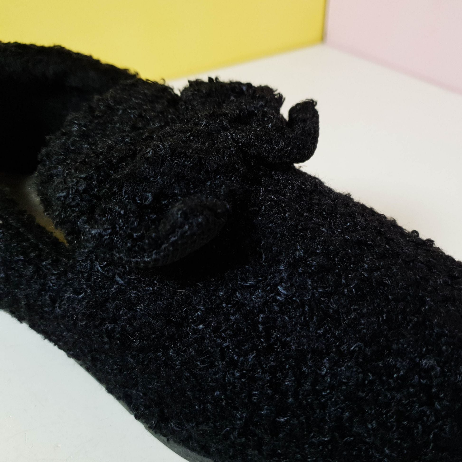 Cozy Fur Tie Women Shoes Black - toastitoes 