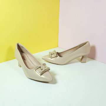 Spool Heel Court Shoes Beige Pink - toastitoes 