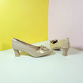 Spool Heel Court Shoes Beige Pink - toastitoes 