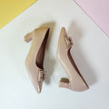 Spool Heel Court Shoes Beige Pink - toastitoes 